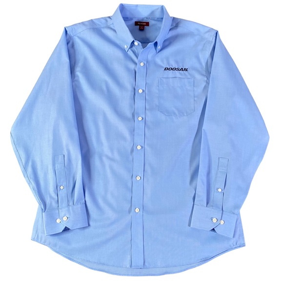 Doosan Shirt Red House Mens XL Blue Button Down Employee Uniform Office Work